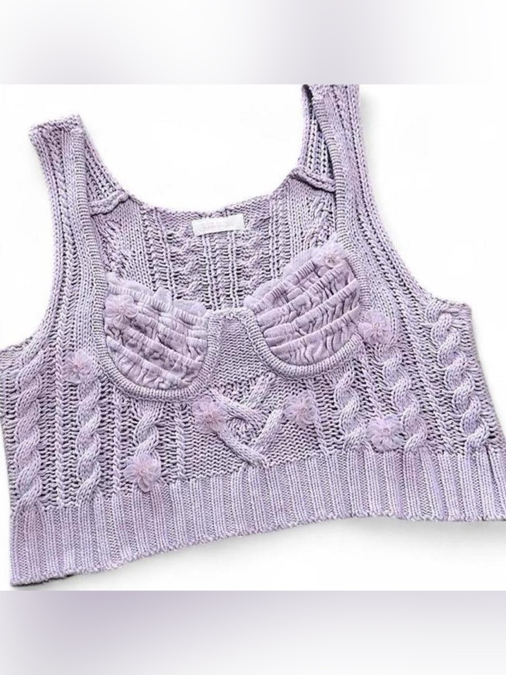 🎁5 FOR $50 SALE🎁 Liz Lisa Lilac Knit Cropped Tank with Flower Embellishments